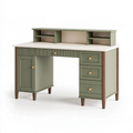 Bureau 140 x 60 x 95 cm en bois vert avec rangements style rétro