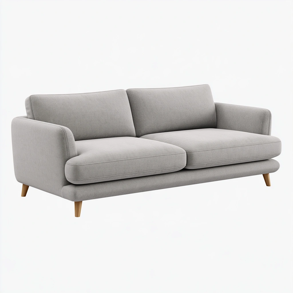 Canapé 2 places 180 x 85 x 82 cm en tissu gris avec pieds en bois style scandinave