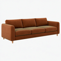 Canapé 3 places 220 cm en tissu brun rouille pour salon style contemporain