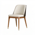 Chaise de salle à manger 50 x 58 x 85 cm en bois brun et similicuir beige style contemporain