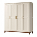 Armoire 200 x 60 x 200 cm en bois blanc cassé à 4 portes style classique