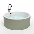 Baignoire îlot ronde diamètre 120 cm acrylique vert sauge et blanc style contemporain