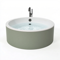 Baignoire îlot ronde diamètre 150 cm acrylique vert sauge et blanc style contemporain