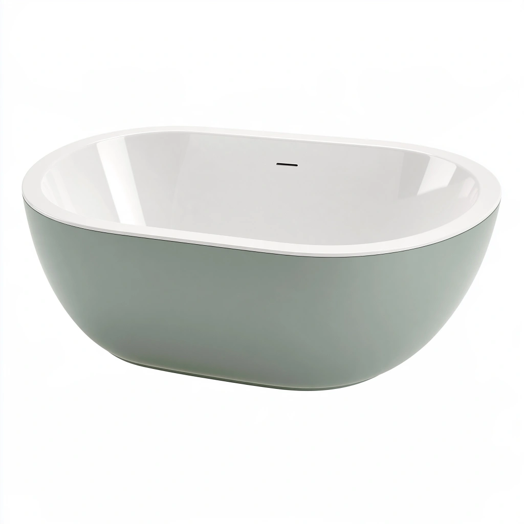 Baignoire îlot 170 x 75 x 58 cm acrylique vert sauge blanc design ovale