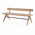 Banc 160 x 55 x 80 cm en bois naturel et métal noir - assise à dossier style contemporain